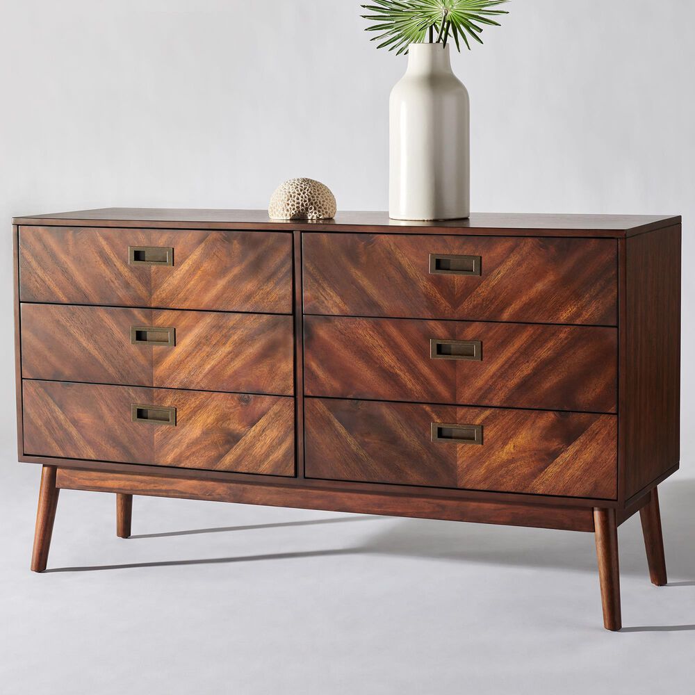 Safavieh Donald 6 Drawer Dresser in Dark Walnut, , large