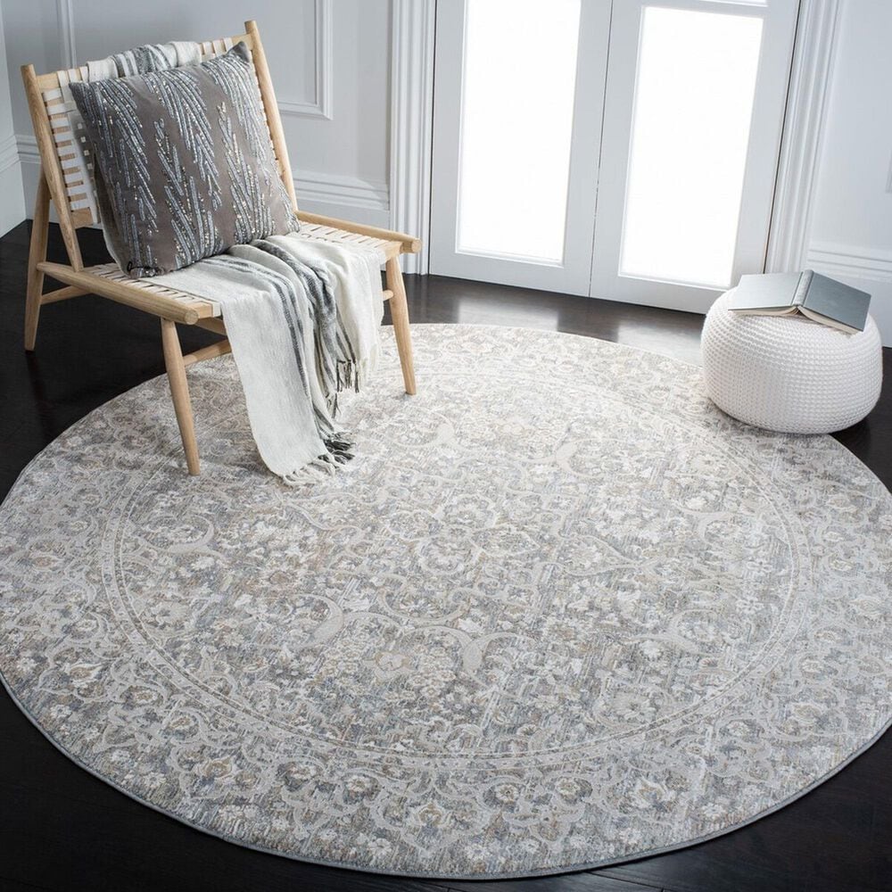 Safavieh Webster WBS324G 6&#39;7&quot; Round Grey and Beige Area Rug, , large