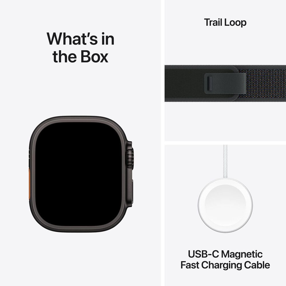 Apple Watch Ultra 2 GPS + Cellular 49mm Black Titanium Case with Black Trail Loop - S/M, , large