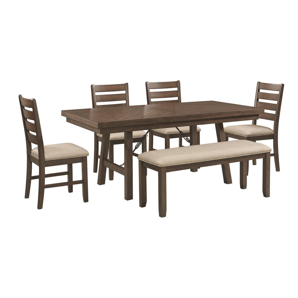Mayberry Hill Jax 6-Piece Rectangular Dining Set in Walnut, , large