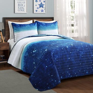 Triangle Home Fashions Space Star Ombre 2-Piece Twin Quilt Set in Navy and White, , large