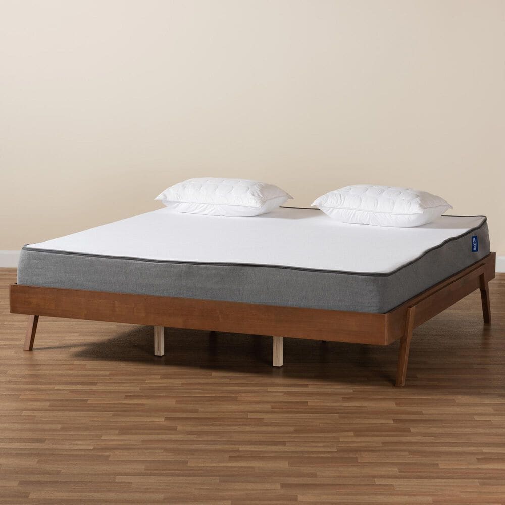 Baxton Studio Sarita King Platform Bed Frame in Ash Walnut, , large
