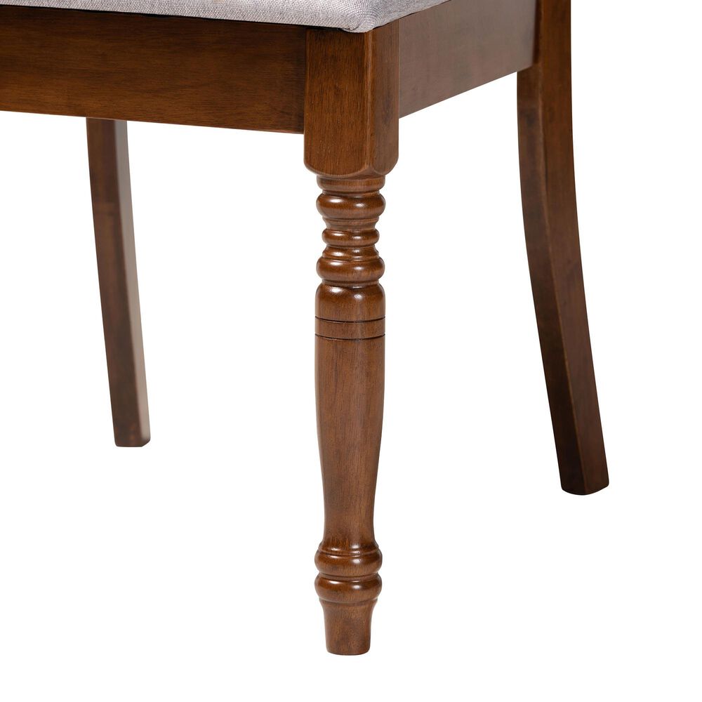 Baxton Studio Lucie Side Chair with Grey Cushion in Walnut Brown (Set of 4), , large