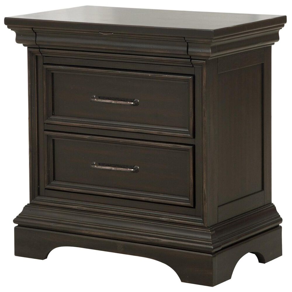 at HOME Caldwell 2 Drawer Nightstand in Caldwell Dark Brown with Black, , large