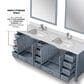 Lexora Home Jacques 84" Double Bathroom Vanity in Dark Grey with 2 cm White Cultured Marble Top and Rectangular Sinks, , large