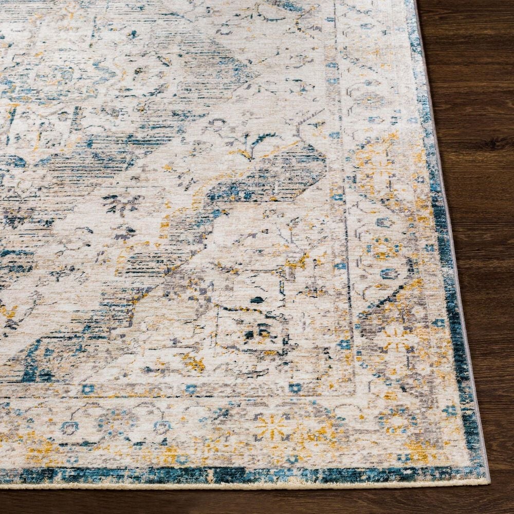 Surya Cardiff CDF-2303 Medium Gray, Light Blue, Mustard and Dark Blue 2&#39; x 2&#39;11&quot; Area Rug, , large