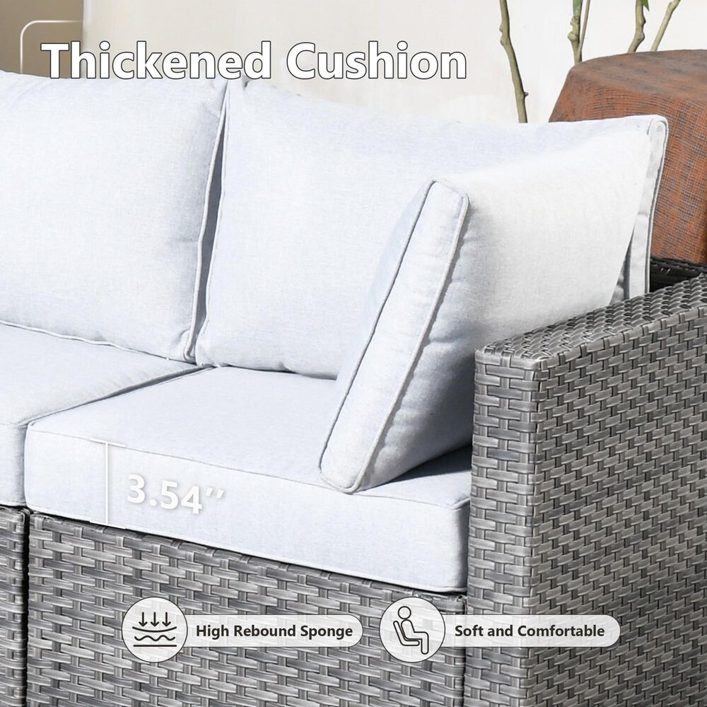 HOMLUX 5-Piece Patio Conversation Set with Grey Wicker in Gray, , large
