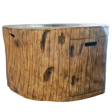 Foremost Groups Eagle River 40" Round Gas Fire Pit with Lid in Faux Wood, , large