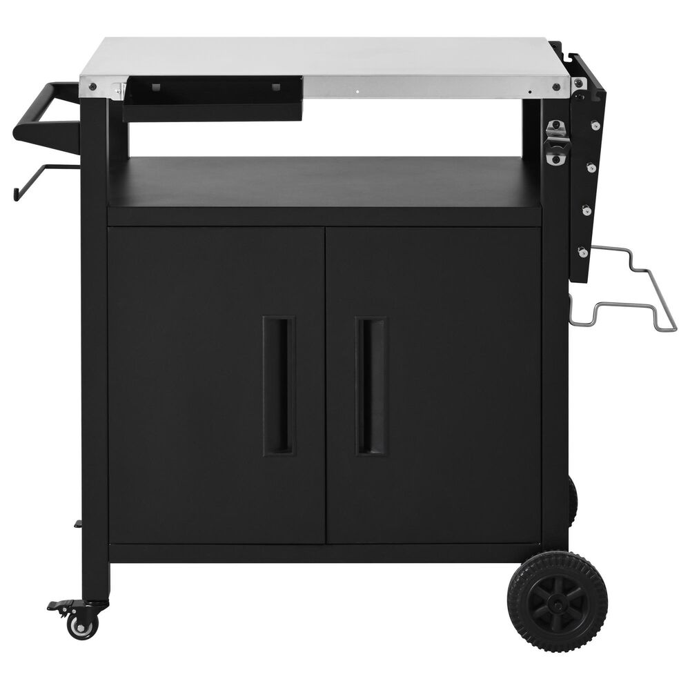 HOMLUX 45" Outdoor Kitchen Island in Black and Stainless Steel, , large