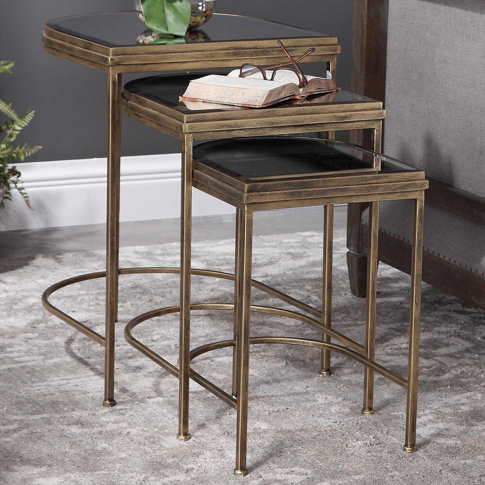 Uttermost India Nesting Tables Set of Three in Distressed Bronze , , large