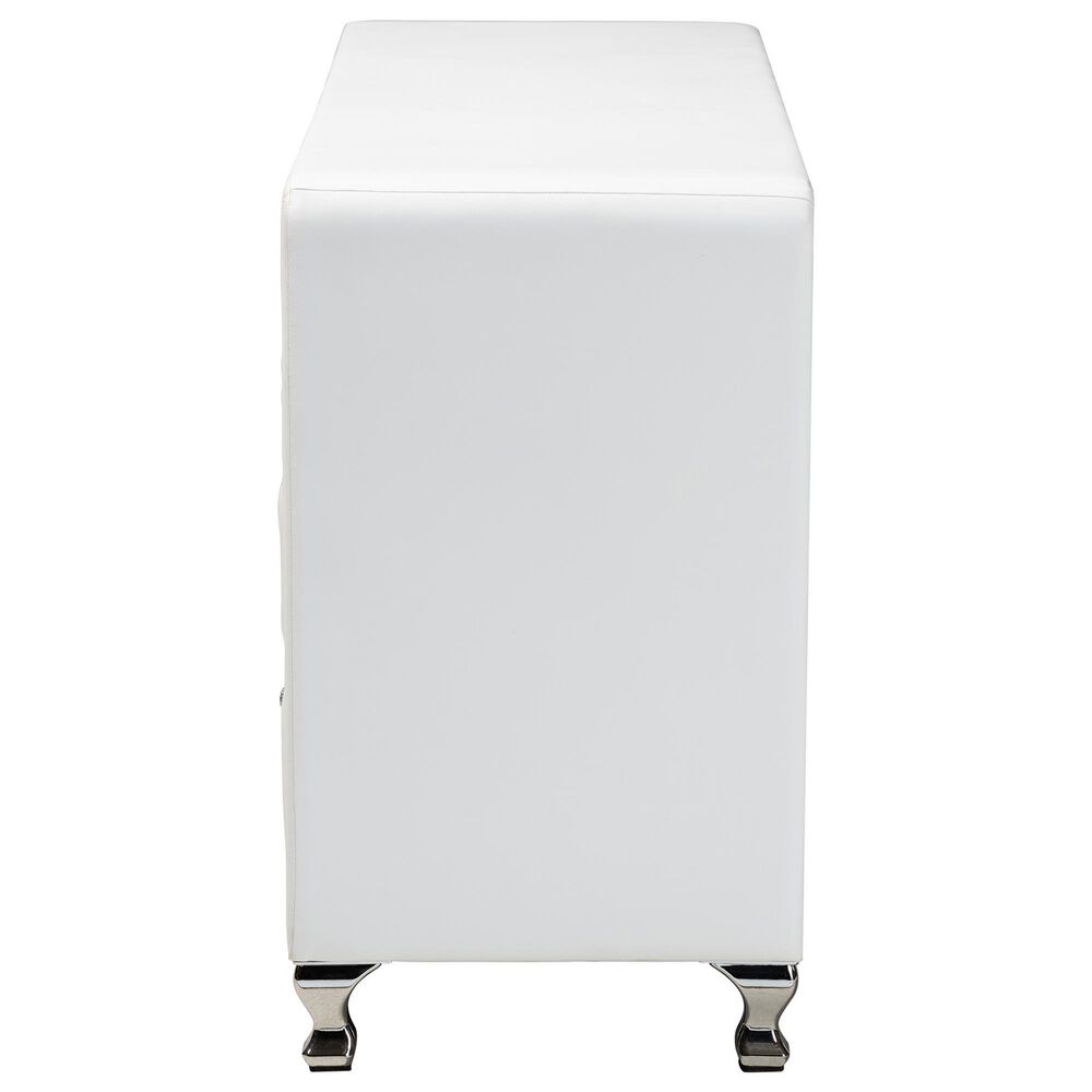Baxton Studio Luminescence 6-Drawer Dresser with White Upholstered in Chrome, , large