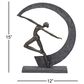 Maple and Jade 15" x 12" Resin Dancer and Crescent Moon Shaped Sculpture in Dark Gray and Gold, , large