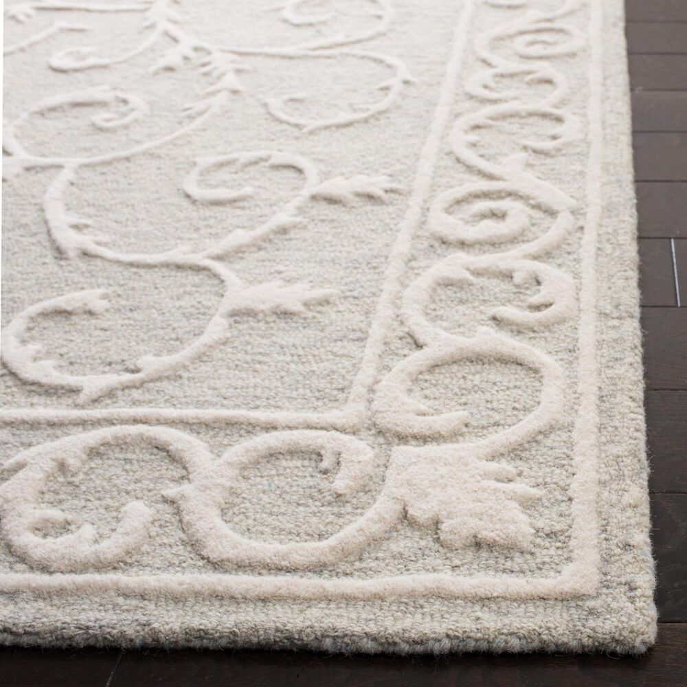 Safavieh Micro-Loop MLP507F 5&#39; x 8&#39; Light Grey and Ivory Area Rug, , large