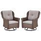 Sunwell Garden 36" Patio Swivel Glider Chair with Wicker Armrest in Beige (Set of 2), , large