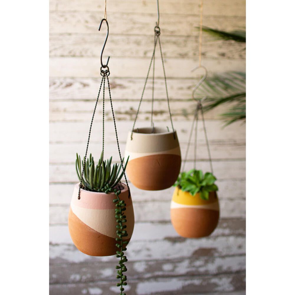 Kalalou Hanging Clay Pots (Set of 3), , large