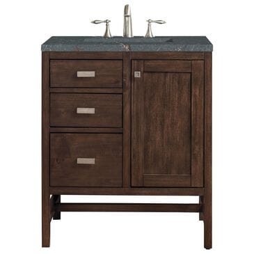 James Martin Vanities Addison 30" Single Bathroom Vanity in Mid-Century Acacia with 3 cm Parisien Bleu Quartz Top and Rectangular Sink, , large