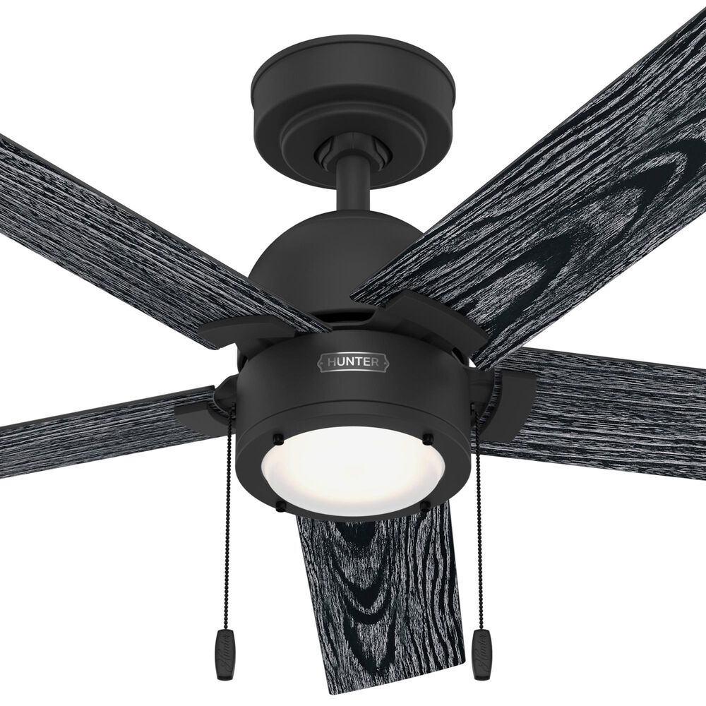 Hunter Erling 44&quot; Ceiling Fan with LED Light in Matte Black, , large