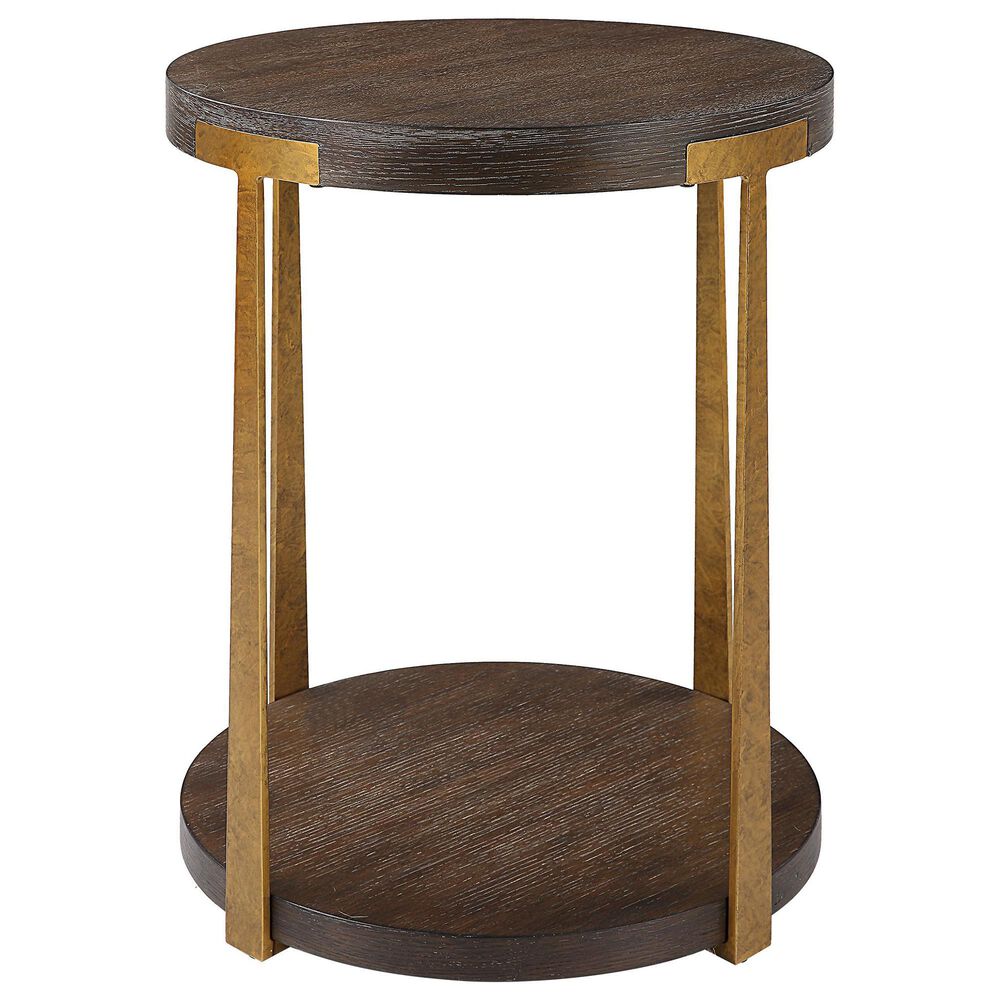 Uttermost Palisade Side Table in Coffee Oak and Antique Gold, , large