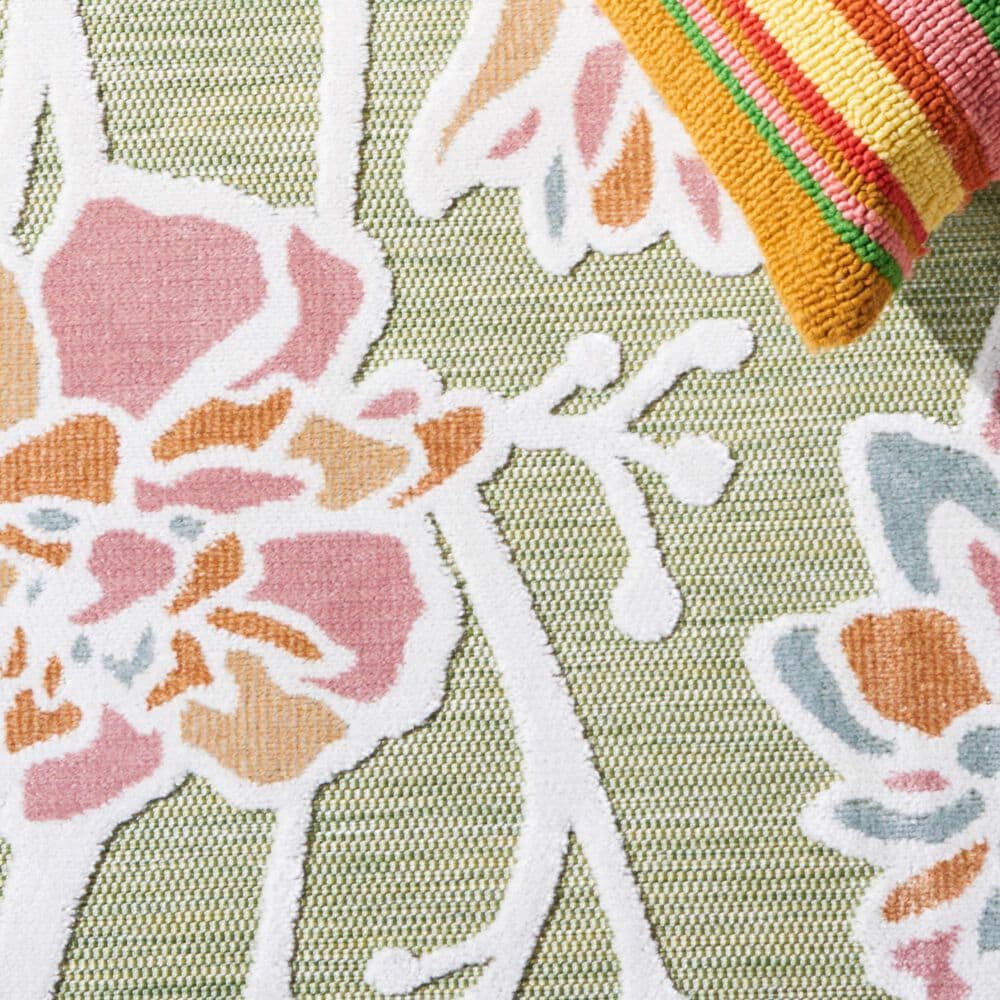 Safavieh Cabana CBN486Y 4&#39; x 6&#39; Green and Pink Indoor/Outdoor Area Performance Rug, , large