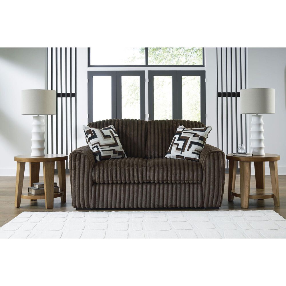 Ashley Midnight-Madness Stationary Loveseat in Chocolate, , large