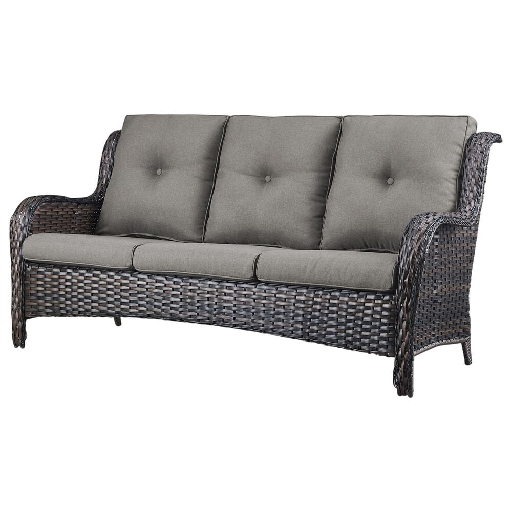 Sunwell Garden Outdoor Sofa with Brown Rattan in Grey, , large