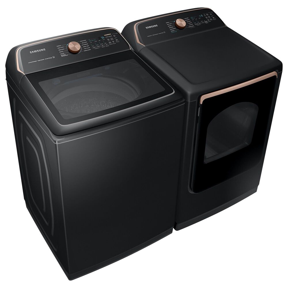 Samsung 5.5 Cu. Ft. Smart Top Load Impeller Washer and 7.4 Cu. Ft. Electric Dryer in Brushed Black, , large
