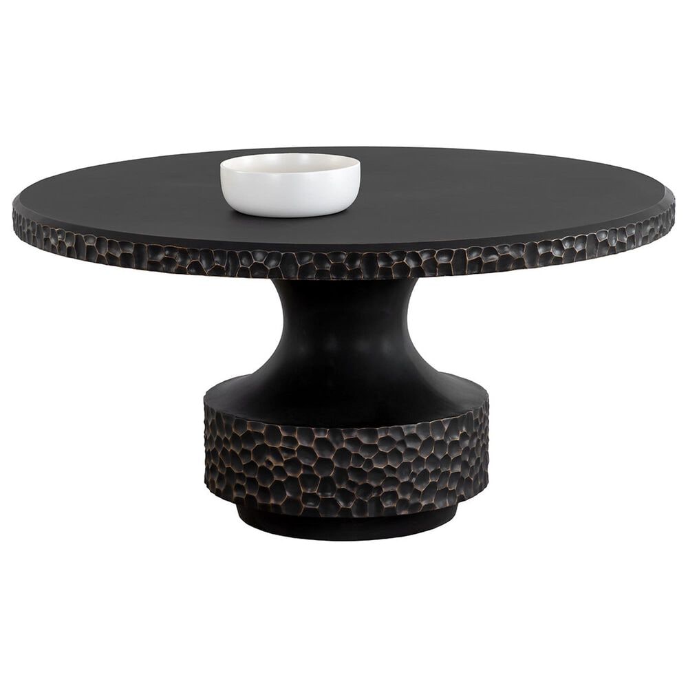SUNPAN TRADING Mersin and Heloise 5-Piece Round Dining Set in Black and Gold, , large