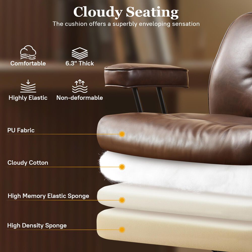 HOMLUX High Back Executive Office Chair with PU Leather in Dark Brown, , large