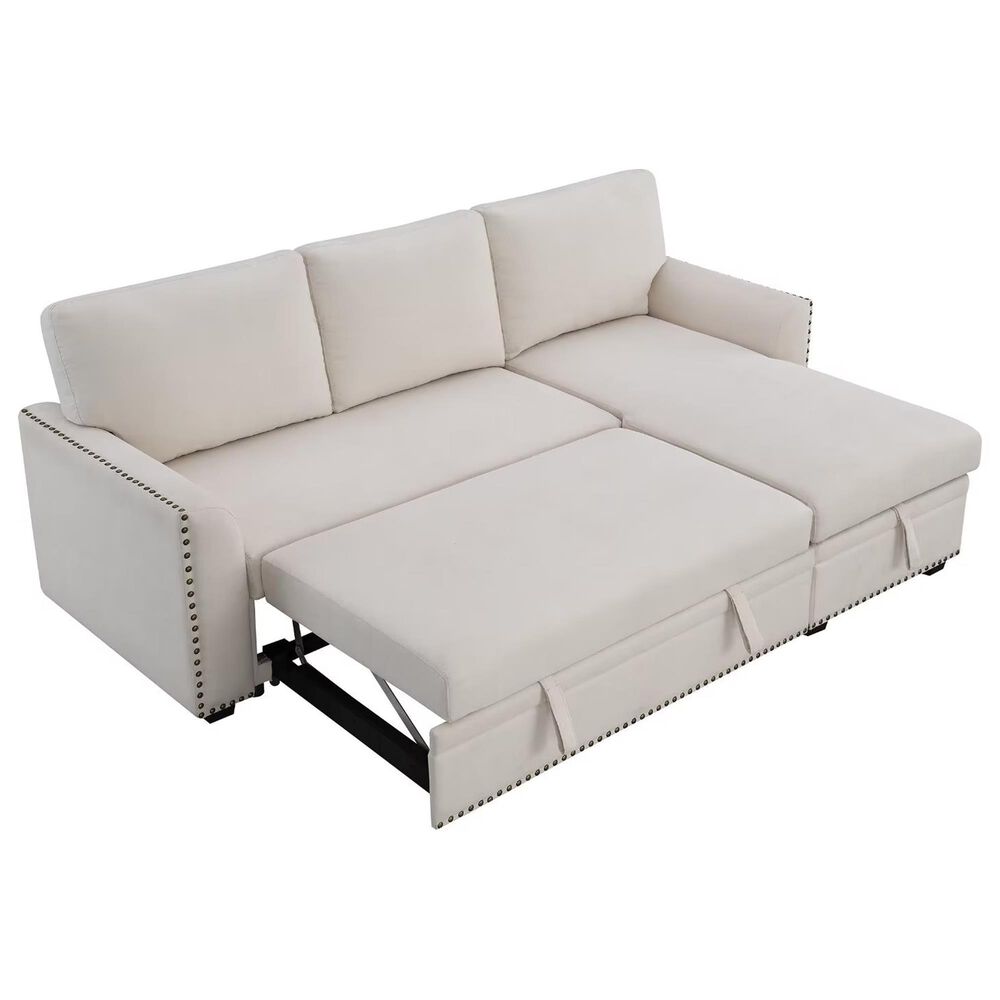 Morden Fort 2Piece Storage Sleeper Sectional in White Velvet Shop NFM