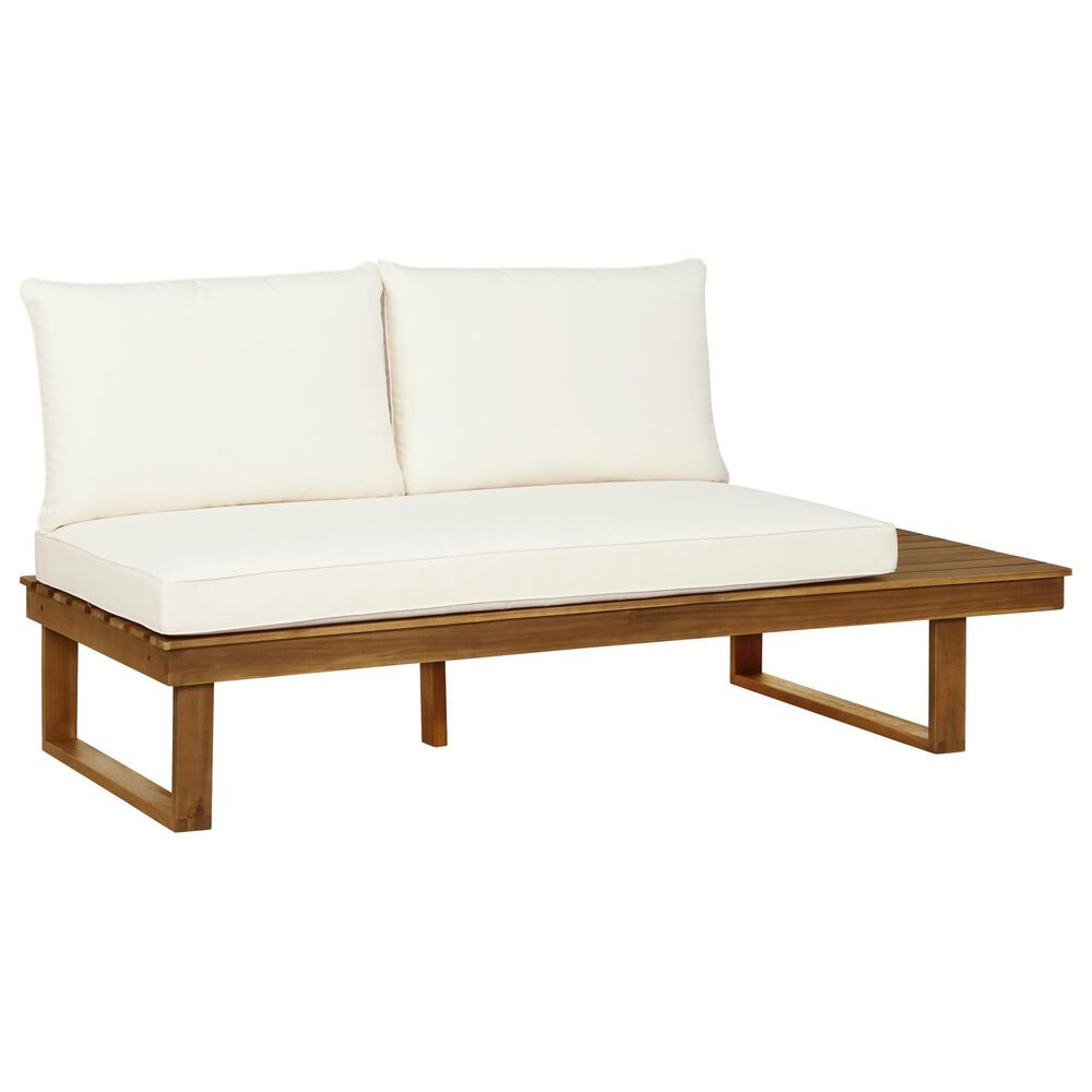 Linon Home Decor Skypark Outdoor Right Side Loveseat in Beige, , large