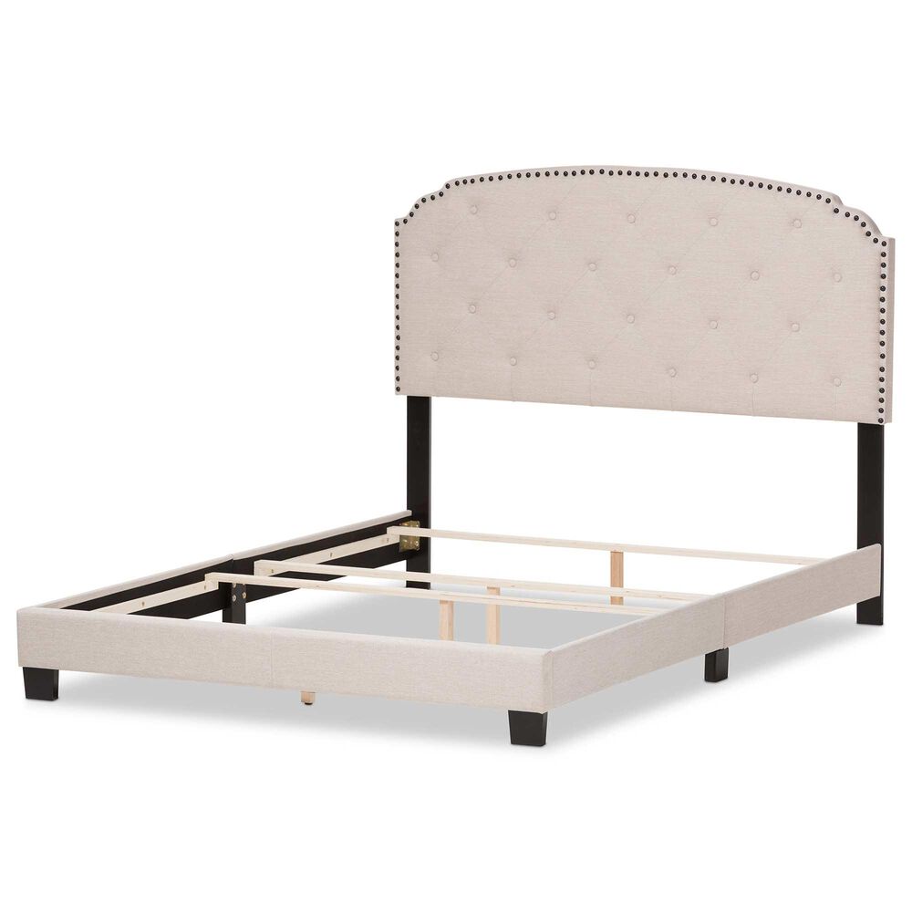 Baxton Studio Lexi King Panel Bed in Light Beige, , large
