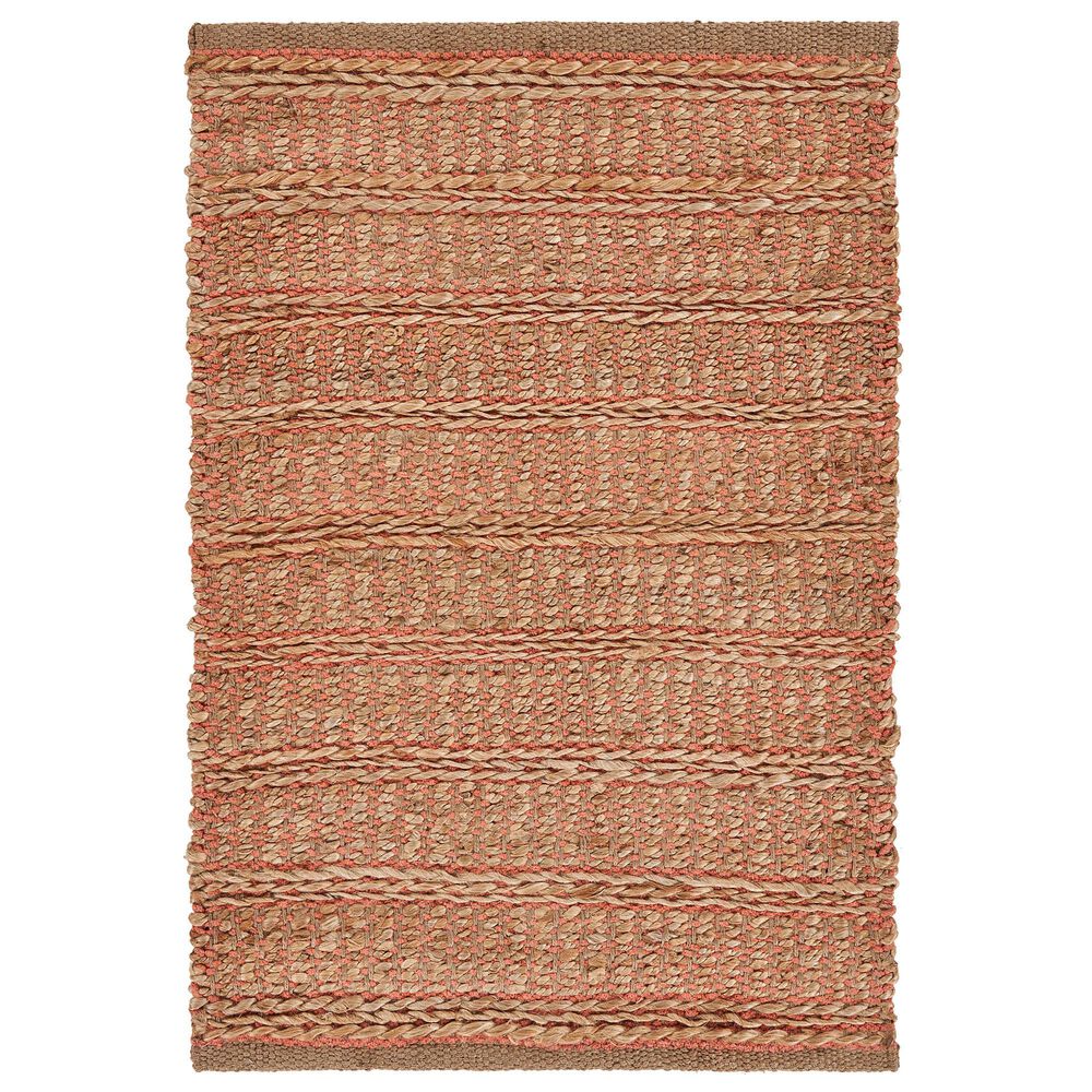 L&R Resources Natural Fiber 9" x 12" Tan and Pink Area Rug, , large