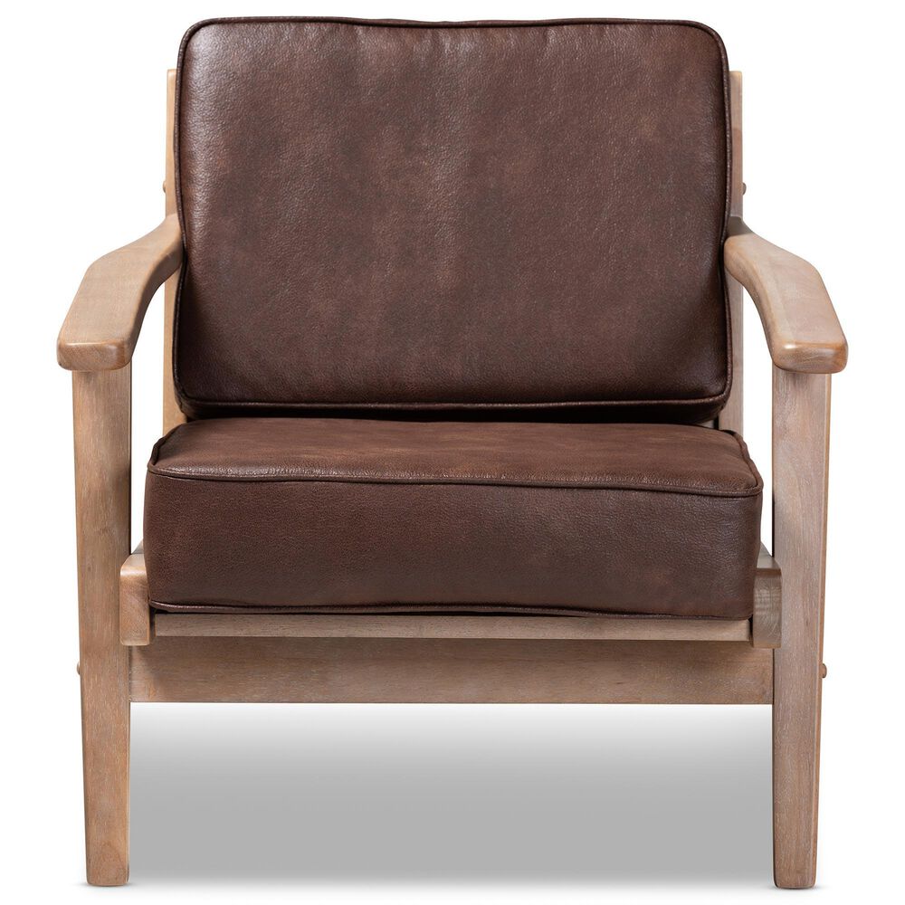 Baxton Studio Sigrid Arm Chair in Dark Brown, , large
