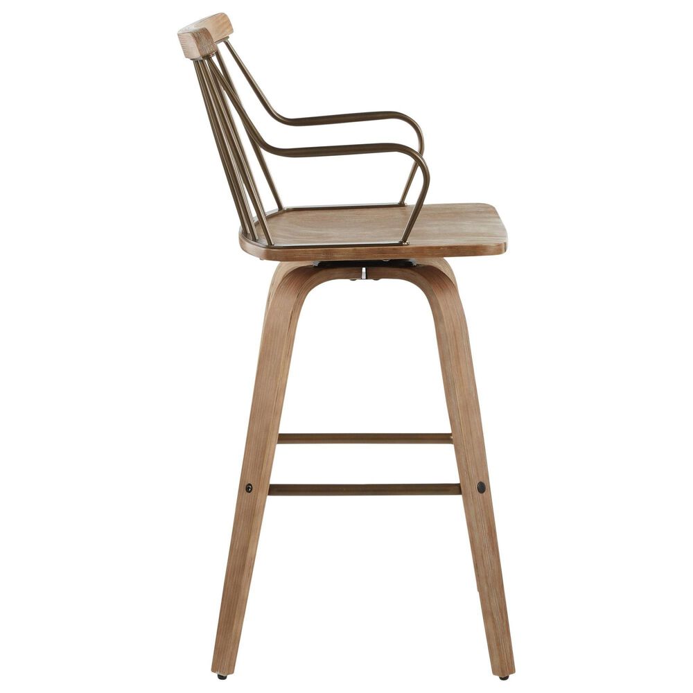 LumiSource Preston Swivel Counter Stool in Whitewashed and Antique Copper, , large