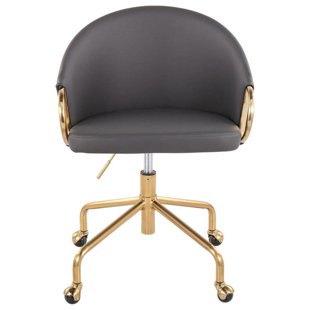 Lumisource Claire Task Chair with Grey Cushion in Gold, , large