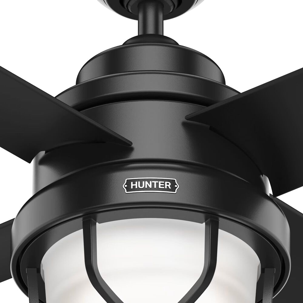Hunter Searow 54&quot; Outdoor Ceiling Fan with LED Lights in Matte Black, , large