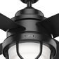 Hunter Searow 54" Outdoor Ceiling Fan with LED Lights in Matte Black, , large