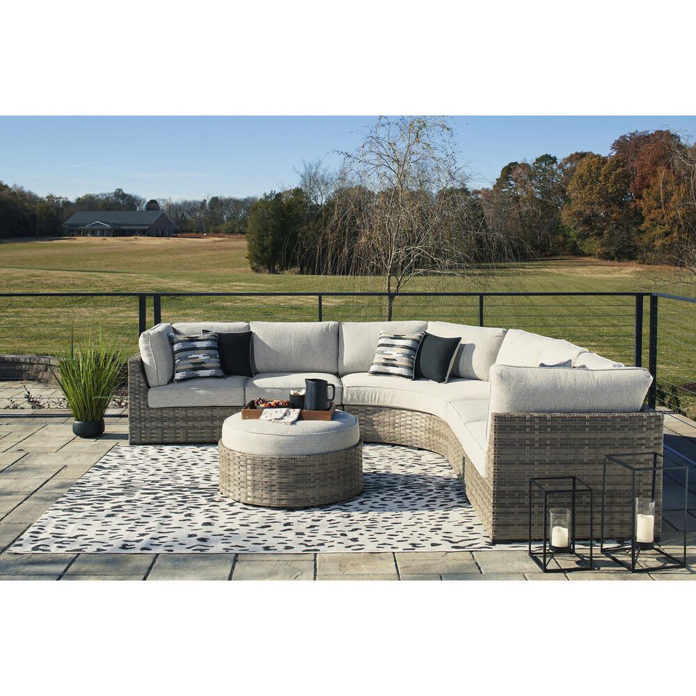 Ashley Calworth Patio Ottoman in Light Brown, , large