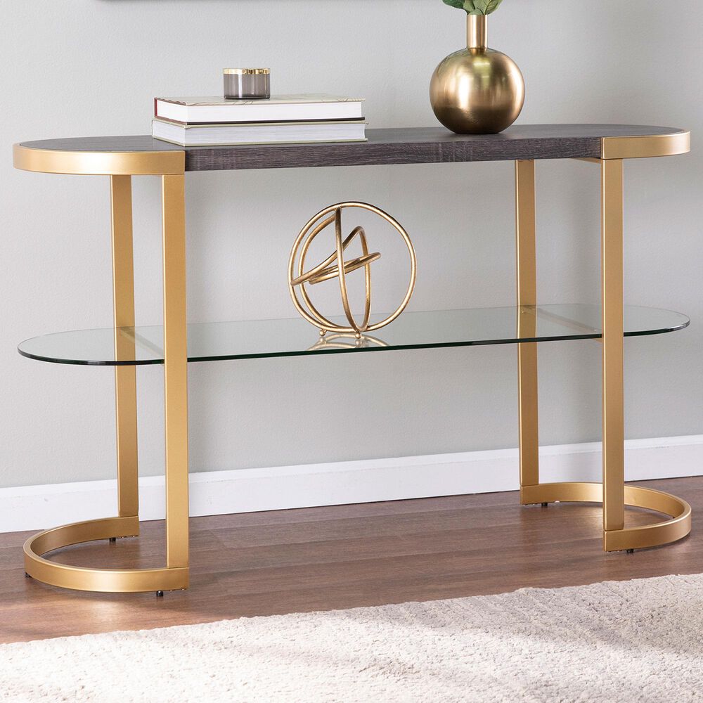 Southern Enterprises Otsento Console Table in Ebony and Gold, , large