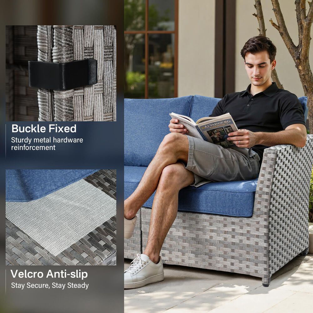 HOMLUX 6-Piece Patio Conversation Set in Denim Blue, , large