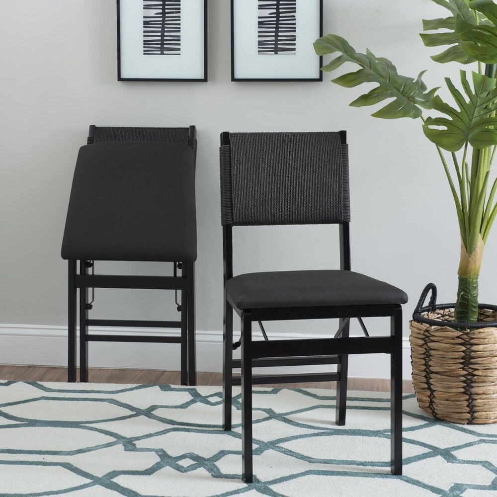 Linon Home Decor Norway Folding Chair in Black, , large