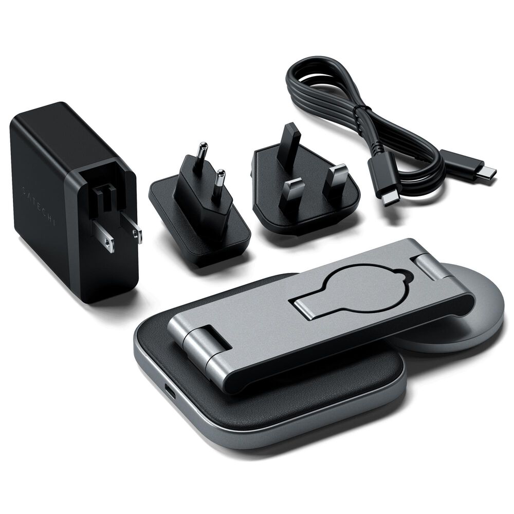 Satechi 3-in-1 Foldable Qi2 Wireless Charging Stand in Space Gray, , large
