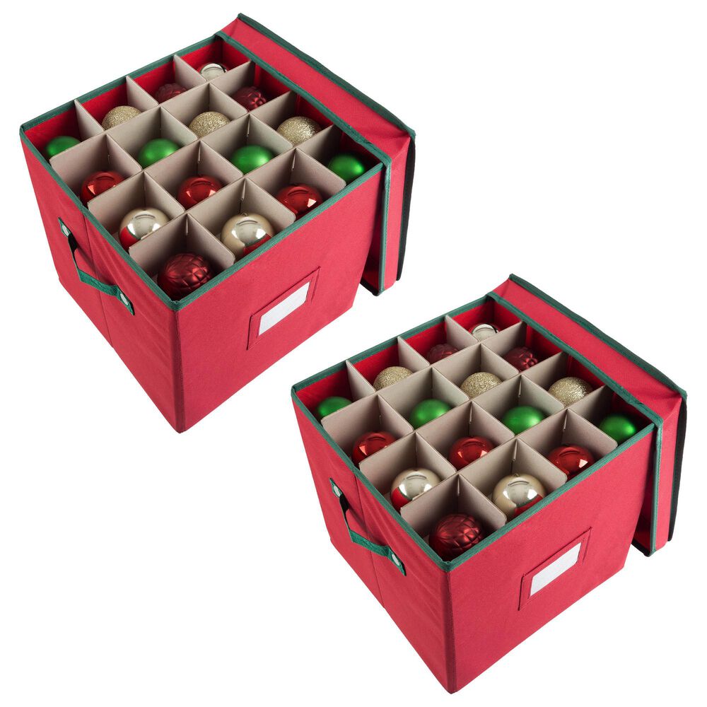 Timberlake Ornament Storage Box in Red &#40;Set of 2&#41;, , large