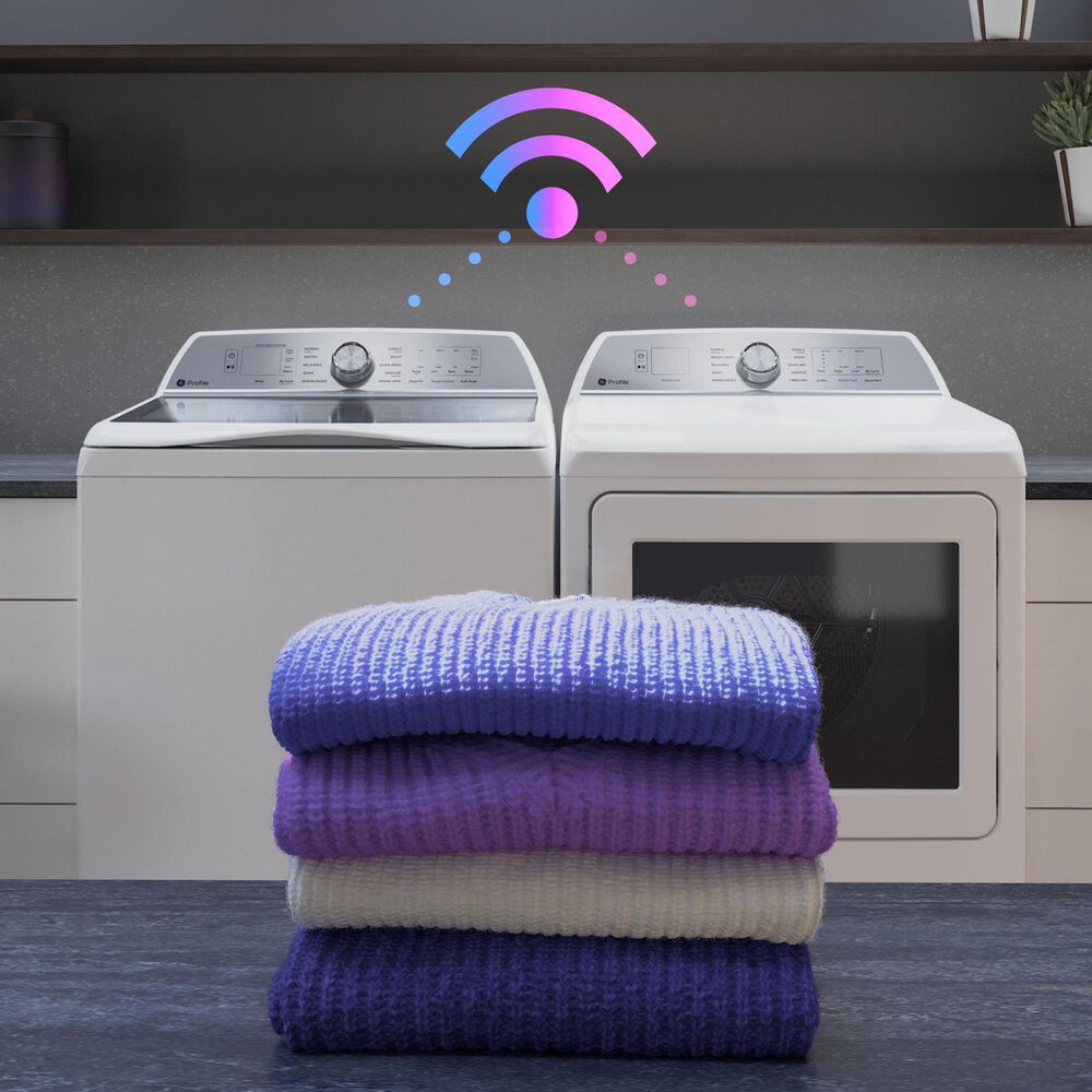 GE Profile 7.4 Cu. Ft. Gas Dryer with Sanitize Cycle and Sensor Dry in White, , large