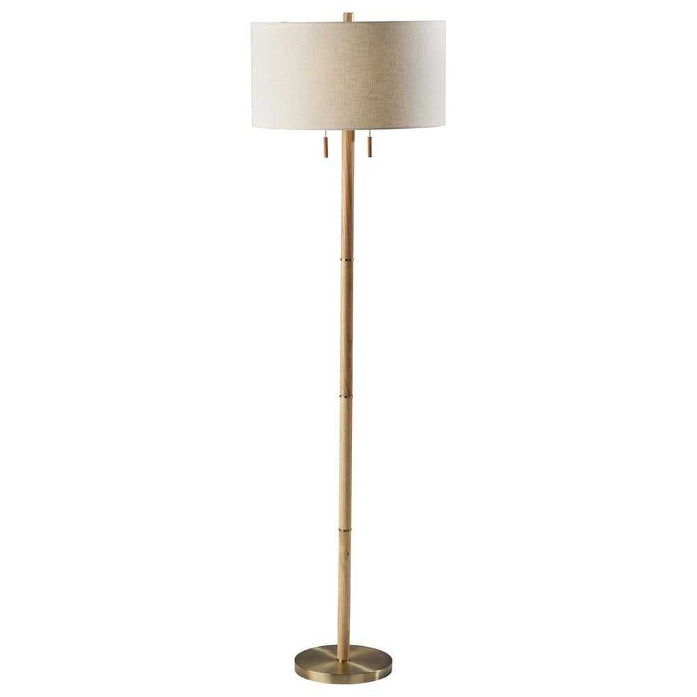Adesso Madeline Floor Lamp in Natural and Antique Brass, , large