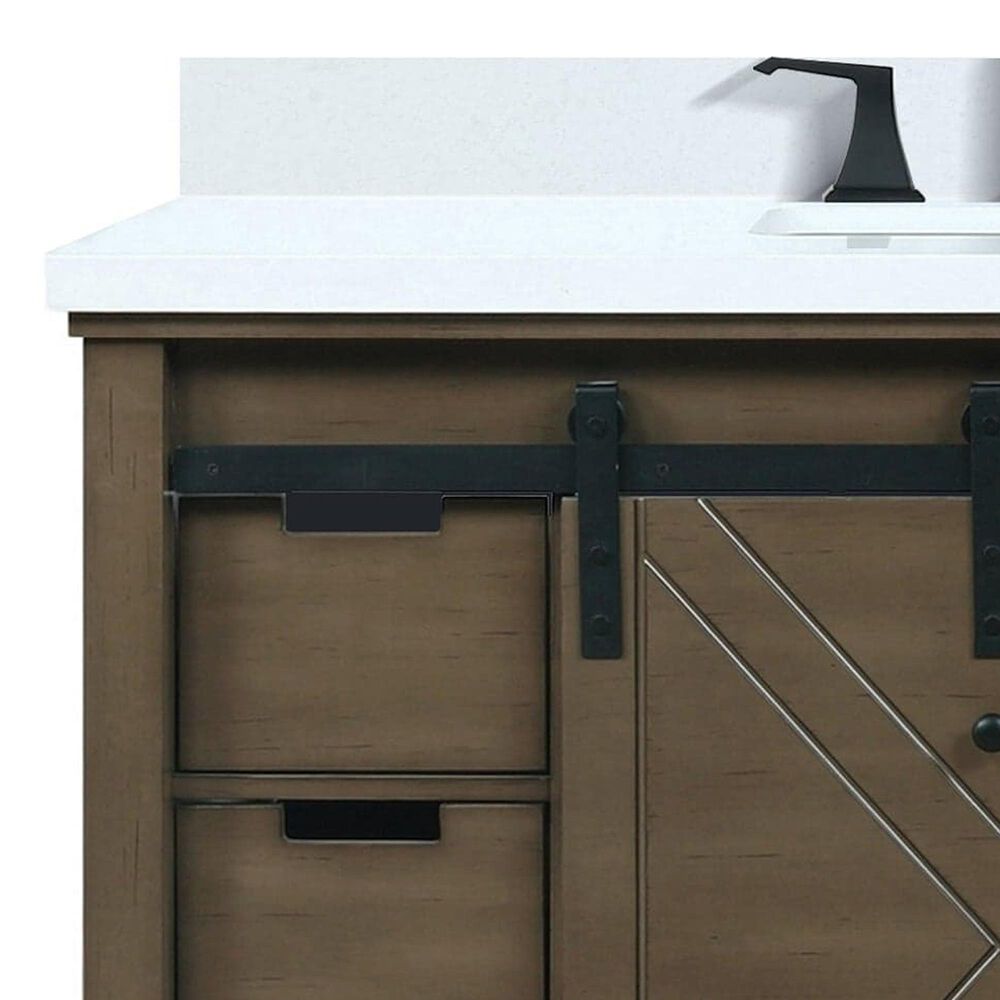Lexora Home Marsyas 48&quot; Single Bathroom Vanity in Rustic Brown with White Cultured Marble Top and and Rectangular Sink, , large