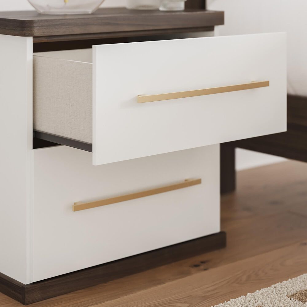 Ashley Kendanport 2-Drawer Nightstand in Dark Brown and Matte White, , large