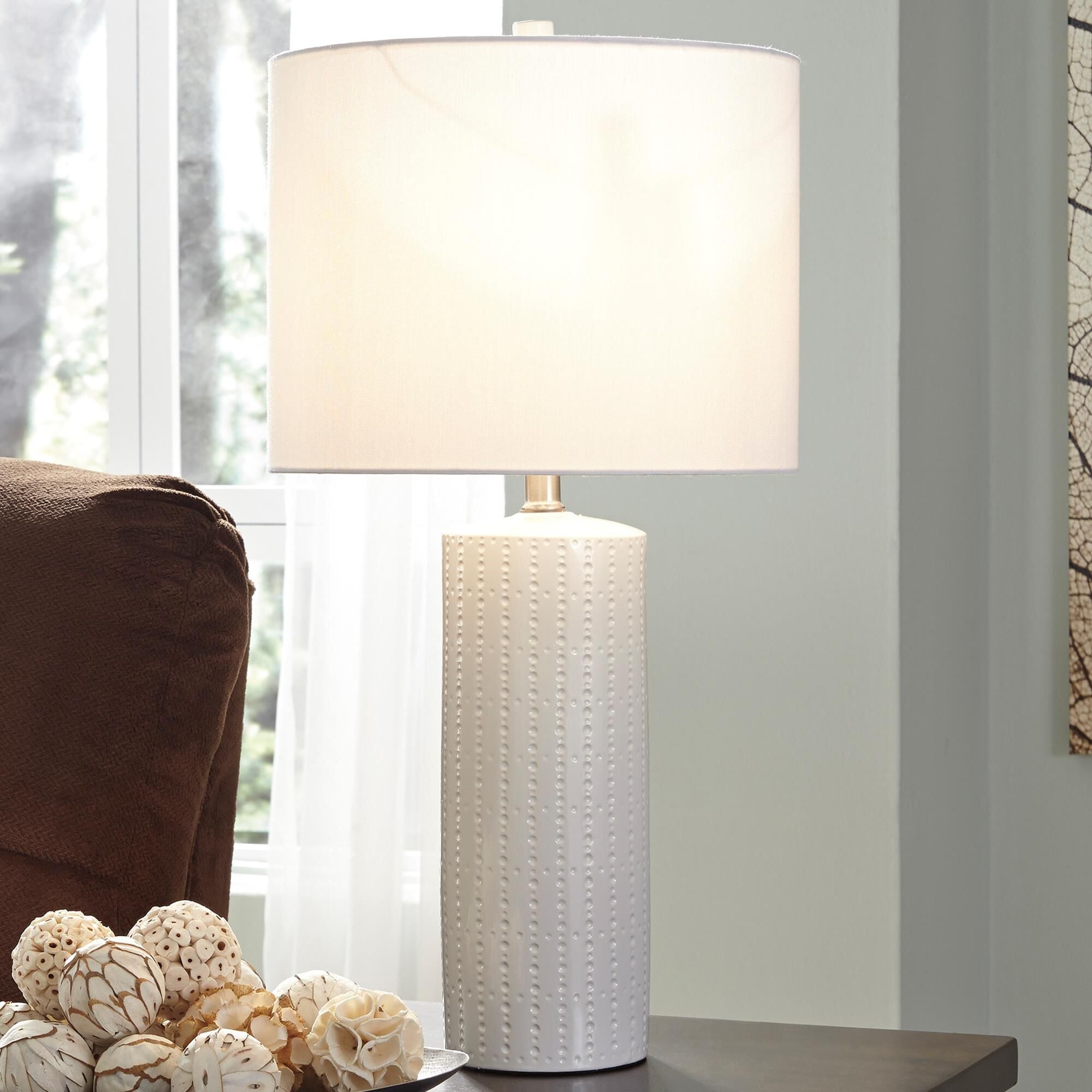 Ashley Steuben Ceramic Table Lamp in White (Set of 2)