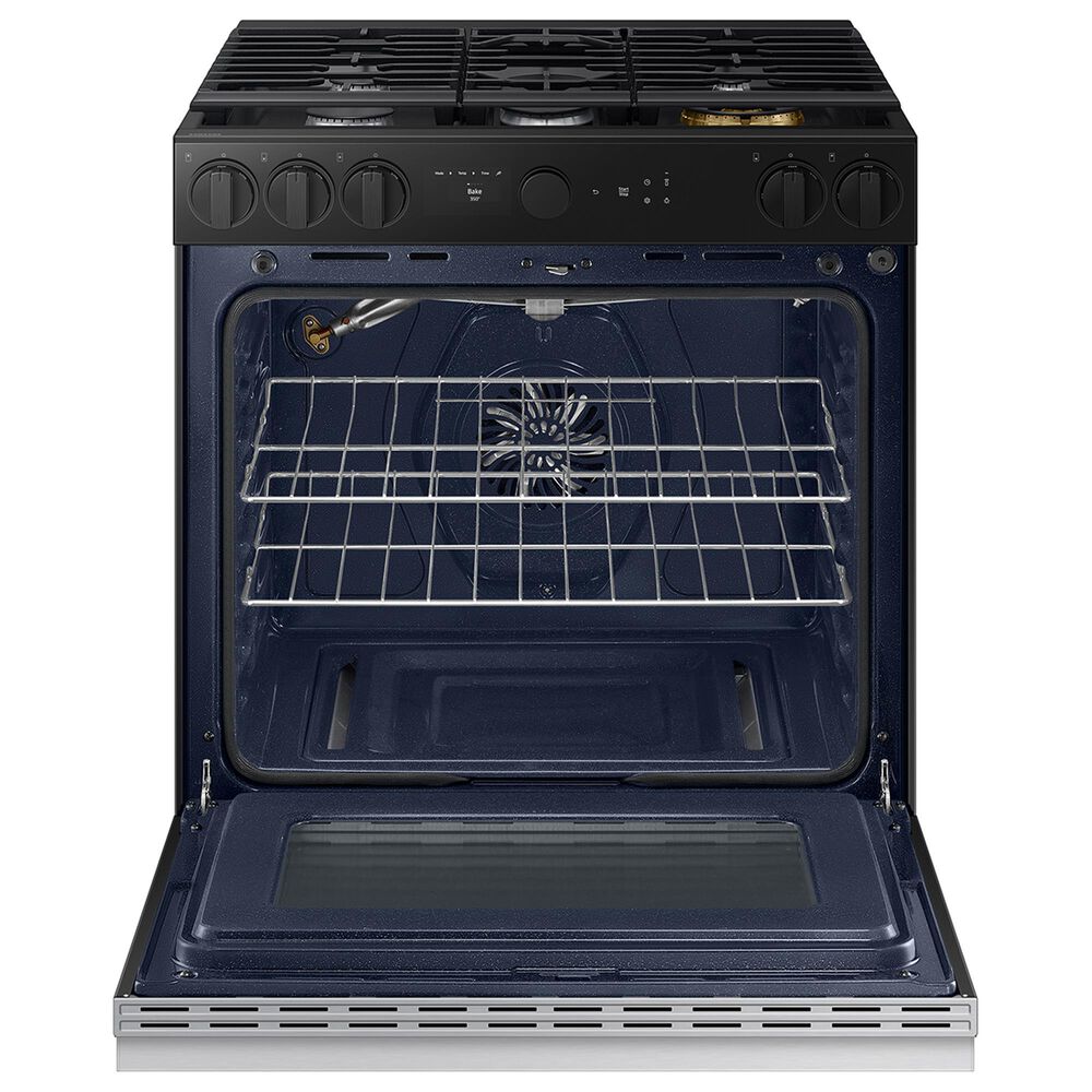 Samsung Bespoke Bespoke 6.0 Cu. Ft. Smart Slide-In Gas Range with Non-stick Griddle and 18K BTU Brass Burner in Stainless Steel, , large