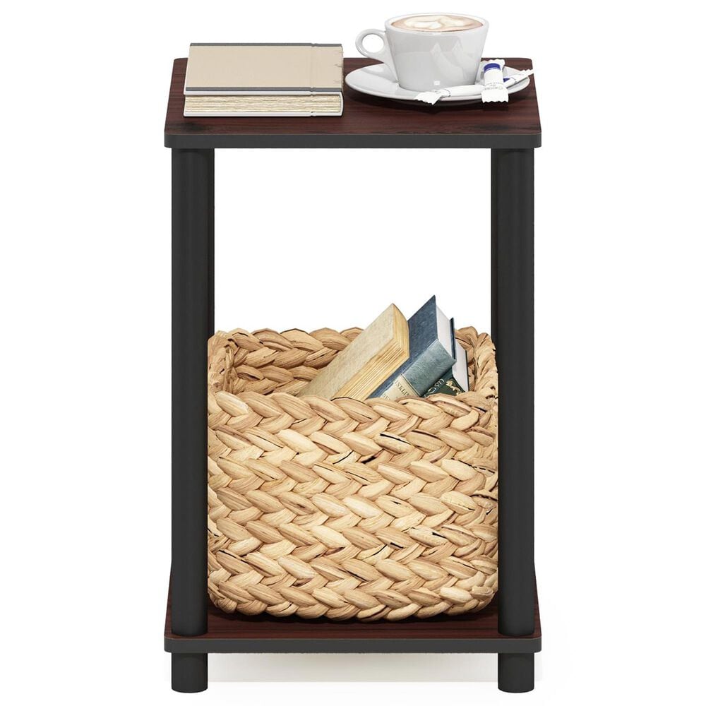 HOMLUX 2-Tier Turn-N-Tube End Table in Dark Cherry and Black, , large